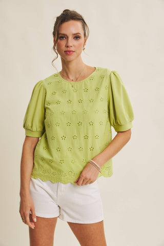 Joyful Terry Eyelet Blouse