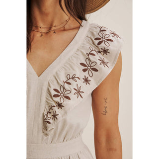 SUNNY AFTERNOON EMBROIDERED RUFFLE MINI WITH LACE UP BACK