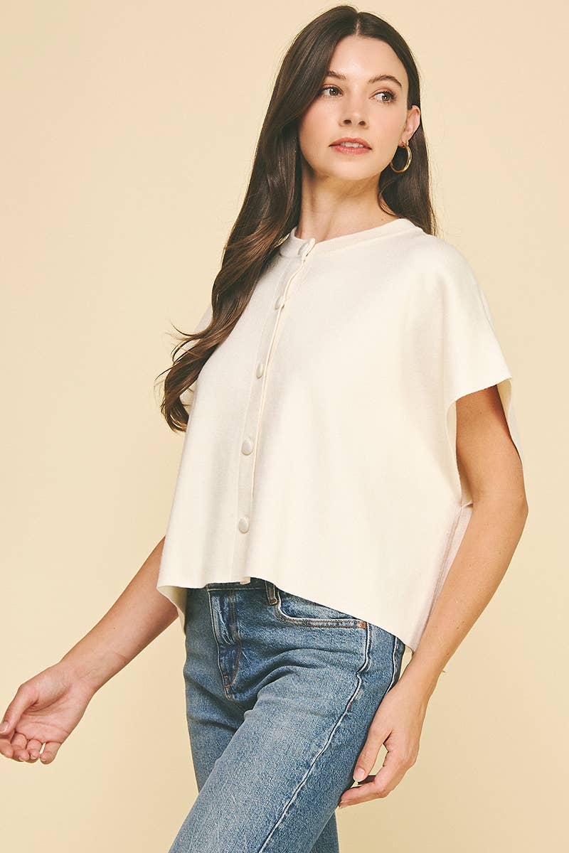 Laura Button Down Cap Sweater