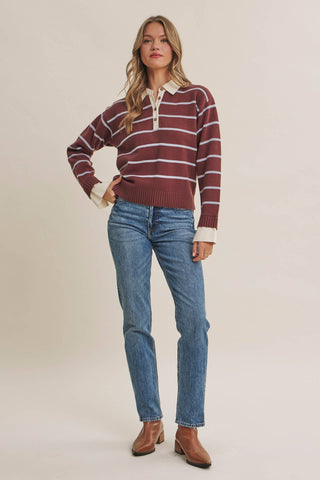 MODERN HERITAGE STRIPE HENLEY SWEATER