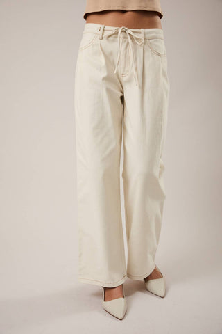 Bianca Twill Drawstring Pant Cream