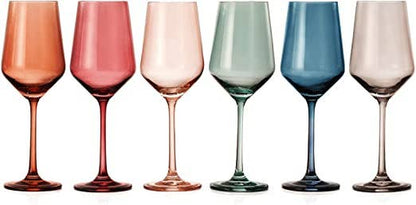 Pastel Luxury Colored Crystal Wine Glass Set of 6