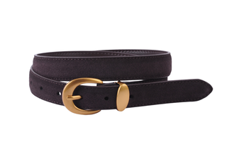 Suede Belt with Curved Gold Buckle | Chic Everyday Accessory