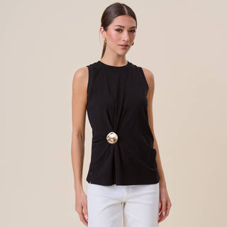 Gathered gold brooch top