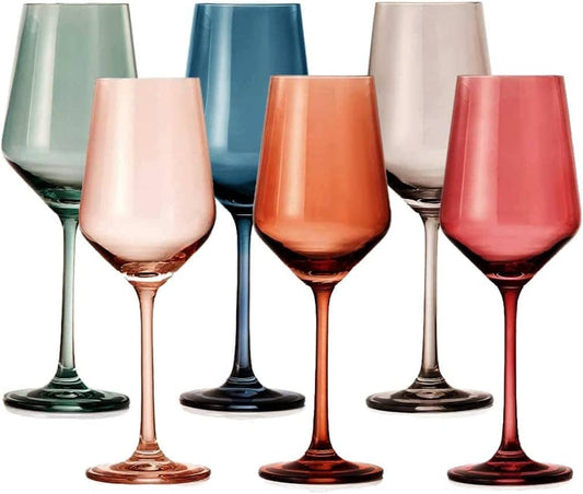 Pastel Luxury Colored Crystal Wine Glass Set of 6