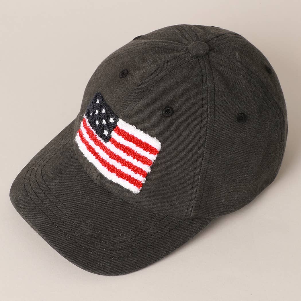 American Flag Chenille Patch Baseball Cap