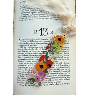 Artistic flower design acrylic bookmark with ribbon