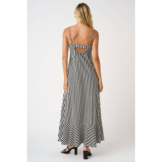 STRIPED SLEEVELESS BACK CUTOUT SUMMER MAXI DRESS