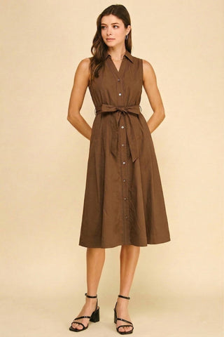 Mocha Latte Belted Dress