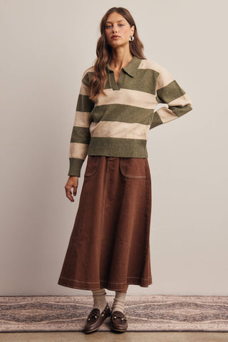 Seriously Striped Collared Knit Sweater