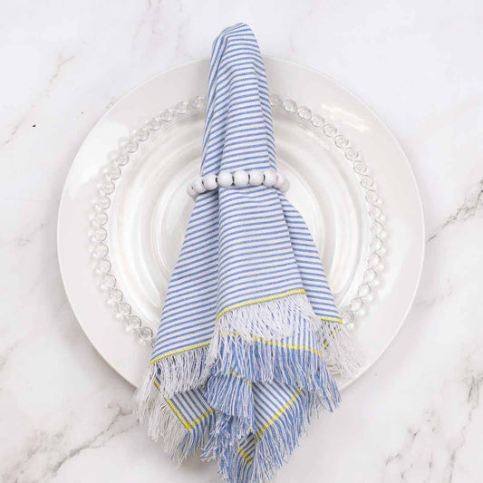 Seersucker Fringe Napkin    Blue/White   18x18