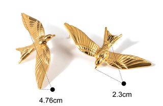 Take Flight- Swallow 14K gold Stud Earring  Stainless steel