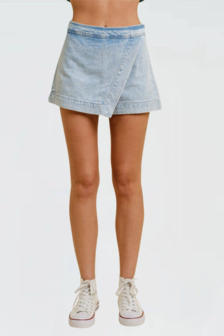 HAILEE ZIP UP DENIM WRAP SKORT