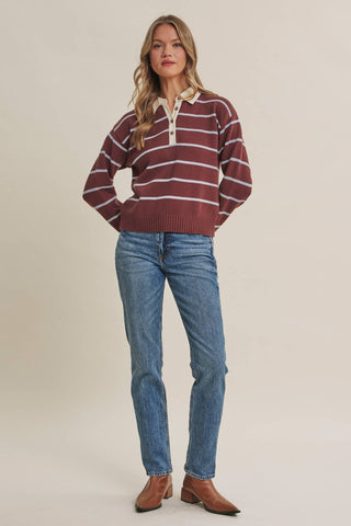 MODERN HERITAGE STRIPE HENLEY SWEATER