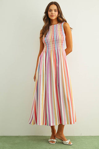 Sorbet Skies Striped Midi