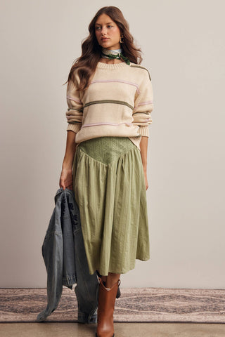 Sage Lily Textured Midi Skirt
