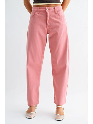 Vintage Pink Mid Rise Barrel Jean