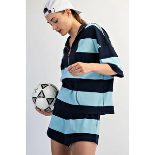 Pro Striped Quarter Zip Top