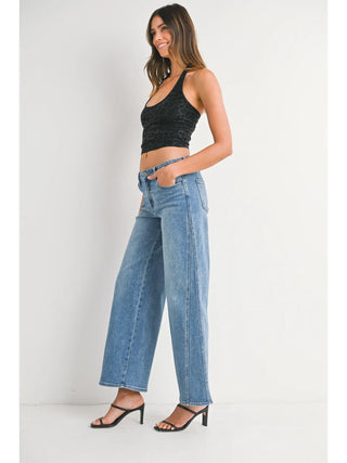 Seamed Wide Leg Denim Jean