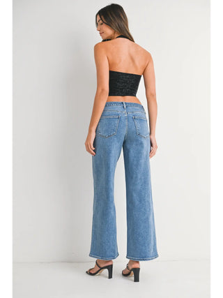 Seamed Wide Leg Denim Jean