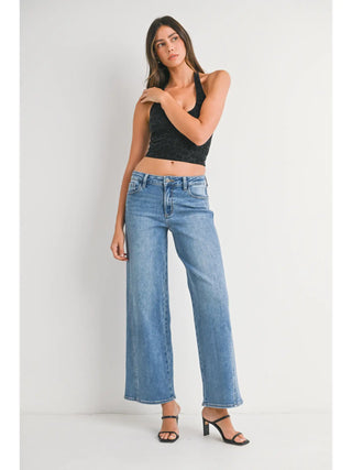 Seamed Wide Leg Denim Jean