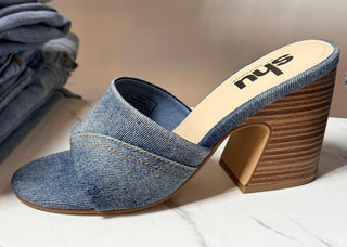 Denim Block Heel