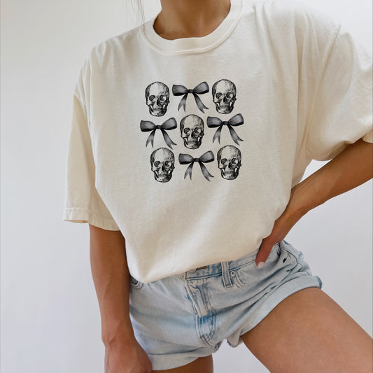 Spooky Skulls, Halloween T Shirt, Bows, Spooky Season