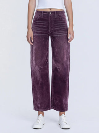 Plum Pretty Velvet Barrel Pant